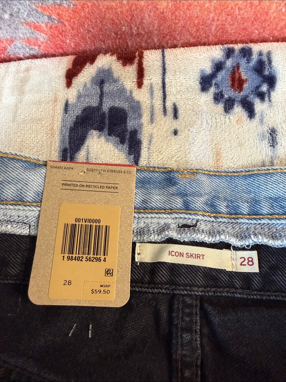 Levi's Washed Black Denim Mini Skirt with Light Blue Waistband - Picture 2 of 3